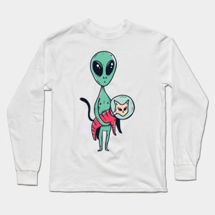 Space Alien Cute Cat Long Sleeve T-Shirt